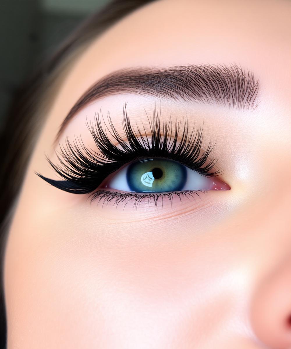 Volume lash extensions close-up