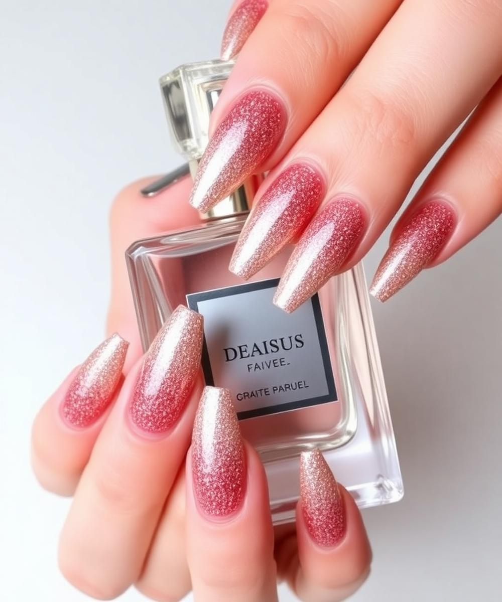 Champagne glitter ombré nails